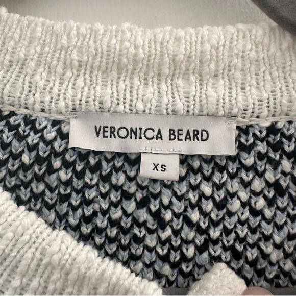 Veronica Beard Lavigne Sweater Jacket Size Large in Blue/White/Black Cotton XS - Picture 10 of 11